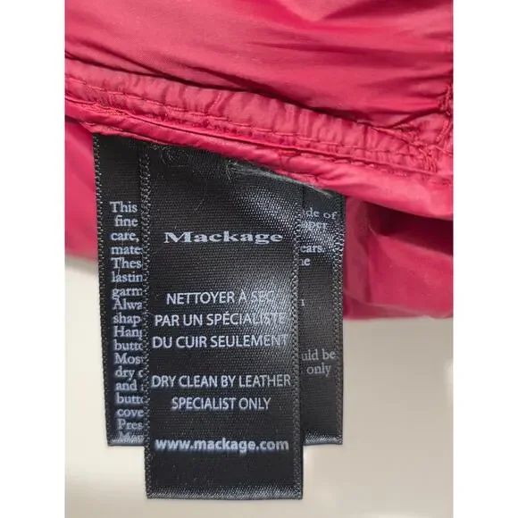 Mackage Queren convertible down puffer coat vest leather trim - red - small - Picture 11 of 16